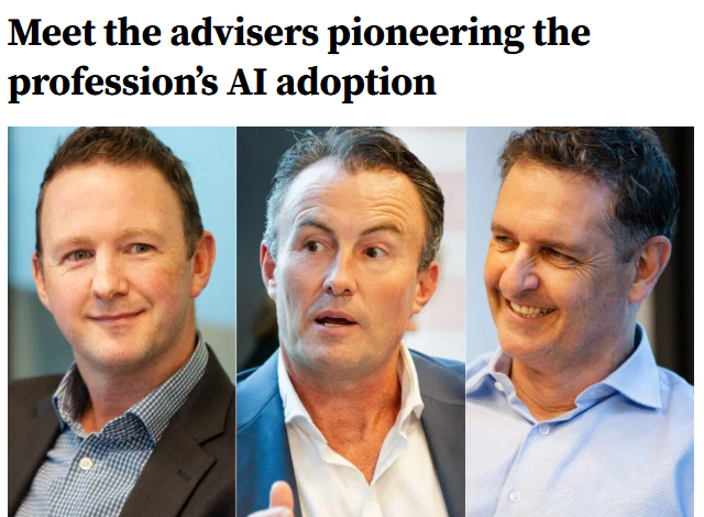 Professional Planner article image: advisers pioneering AI adoption in financial services.